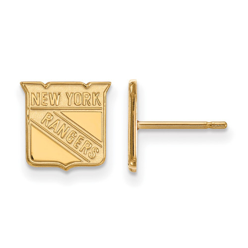 Gold Plated Sterling Silver NHL New York Rangers X-Small Post LogoArt Earrings