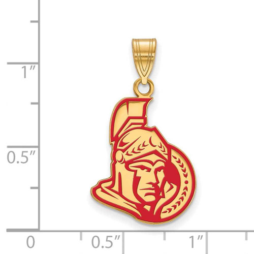 Image of Gold Plated Sterling Silver NHL Ottawa Senators Large Enamel Pendant by LogoArt