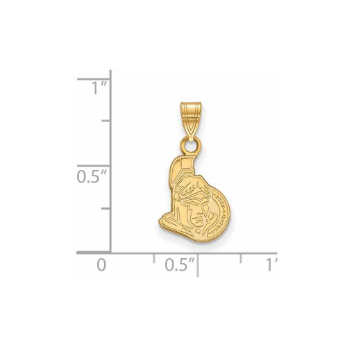 Image of Gold Plated Sterling Silver NHL Ottawa Senators Small Pendant by LogoArt
