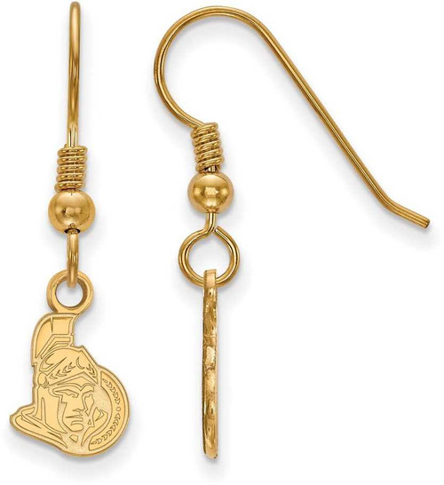 Image of Gold Plated Sterling Silver NHL Ottawa Senators X-Small Dangle LogoArt Earrings