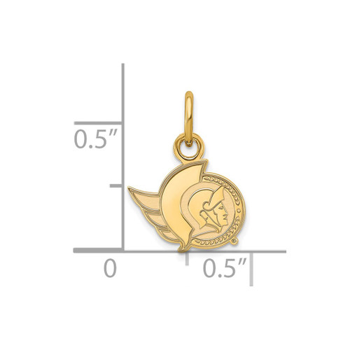 Gold Plated Sterling Silver NHL Ottawa Senators X-Small Pendant by LogoArt