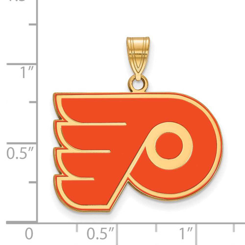 Image of Gold Plated Sterling Silver NHL Philadelphia Flyers Large Enamel LogoArt Pendant