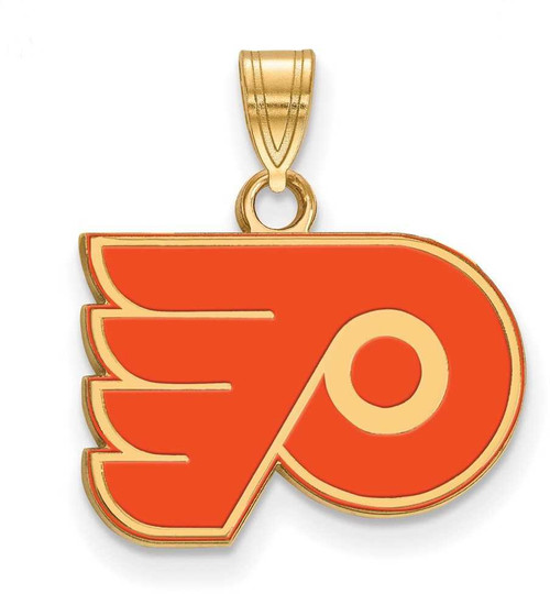 Image of Gold Plated Sterling Silver NHL Philadelphia Flyers Small Enamel LogoArt Pendant