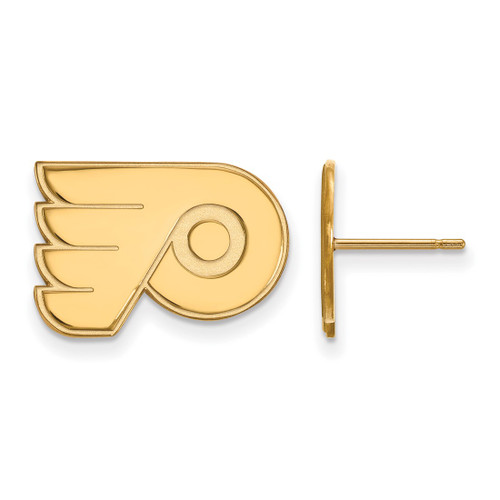 Gold Plated Sterling Silver NHL Philadelphia Flyers Small Post LogoArt Earrings