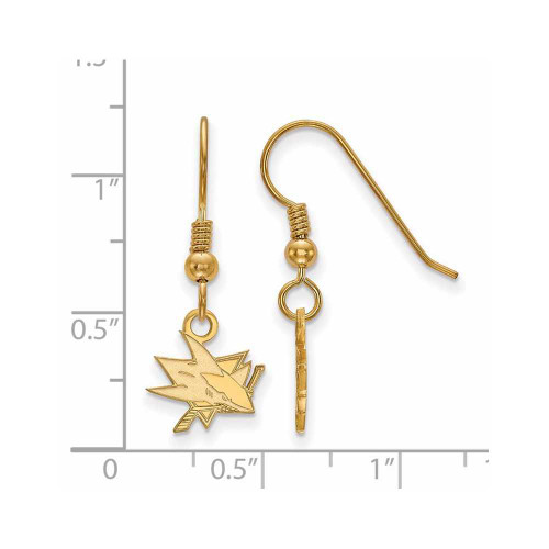 Image of Gold Plated Sterling Silver NHL San Jose Sharks X-Small Dangle LogoArt Earrings