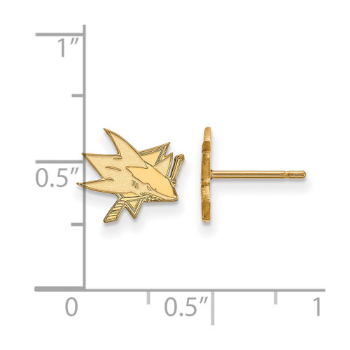 Gold Plated Sterling Silver NHL San Jose Sharks X-Small Post Earrings by LogoArt