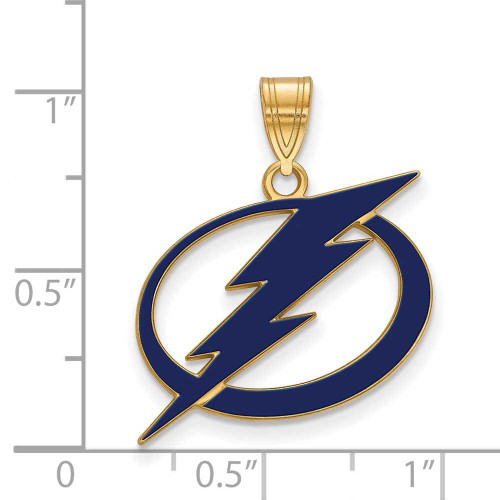 Image of Gold Plated Sterling Silver NHL Tampa Bay Lightning Large Enamel LogoArt Pendant