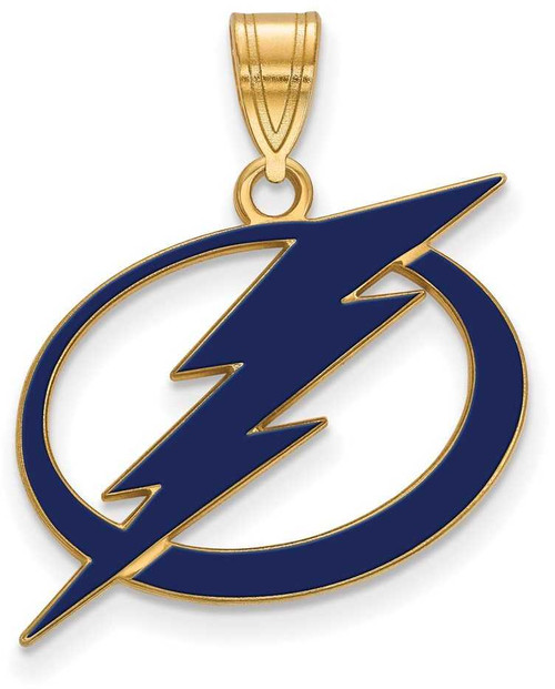 Image of Gold Plated Sterling Silver NHL Tampa Bay Lightning Large Enamel LogoArt Pendant