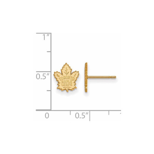 Gold Plated Sterling Silver NHL Toronto Maple Leafs XSmall Post LogoArt Earrings
