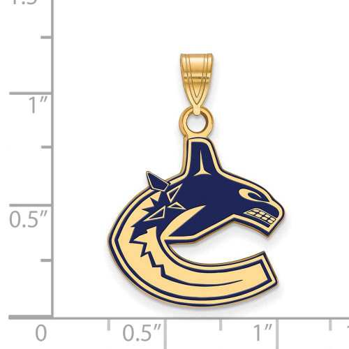 Image of Gold Plated Sterling Silver NHL Vancouver Canucks Large Enamel LogoArt Pendant