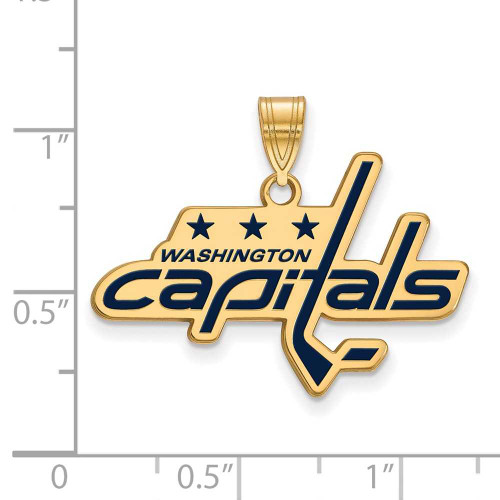 Image of Gold Plated Sterling Silver NHL Washington Capitals Large Enamel LogoArt Pendant