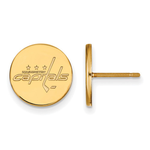 Gold Plated Sterling Silver NHL Washington Capitals Small Disc LogoArt Earrings