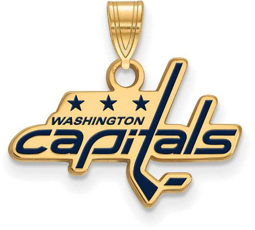 Image of Gold Plated Sterling Silver NHL Washington Capitals Small Enamel LogoArt Pendant