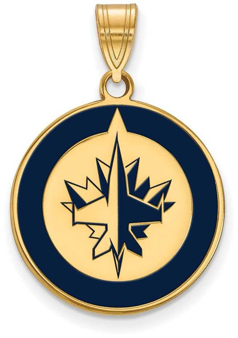 Image of Gold Plated Sterling Silver NHL Winnipeg Jets Large Enamel Pendant by LogoArt