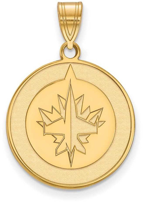 Image of Gold Plated Sterling Silver NHL Winnipeg Jets Large Pendant by LogoArt