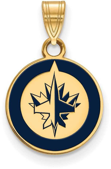 Image of Gold Plated Sterling Silver NHL Winnipeg Jets Small Enamel Pendant by LogoArt