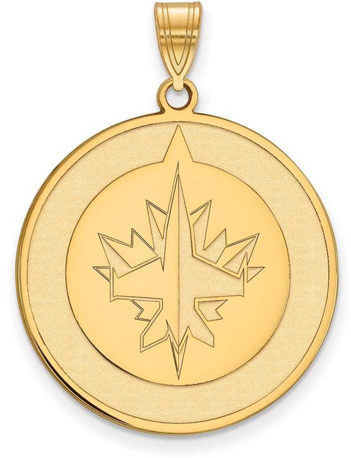 Image of Gold Plated Sterling Silver NHL Winnipeg Jets XL Pendant by LogoArt