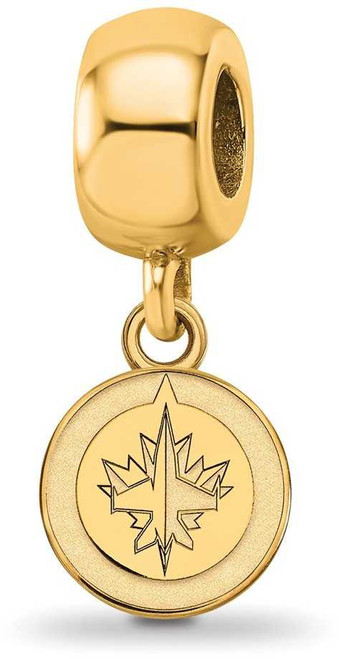 Image of Gold Plated Sterling Silver NHL Winnipeg Jets X-Small Dangle Bead LogoArt Charm