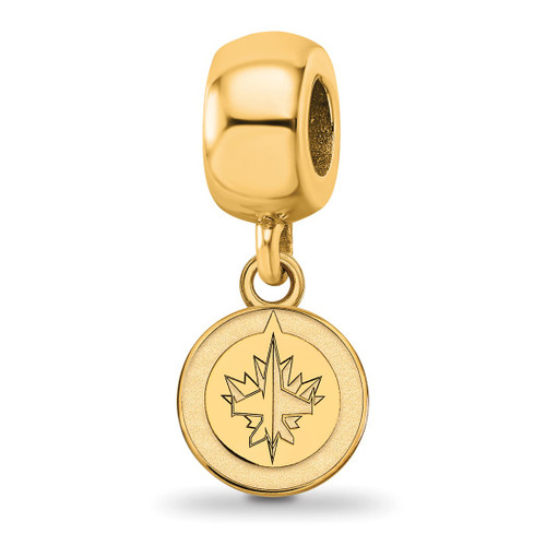 Gold Plated Sterling Silver NHL Winnipeg Jets X-Small Dangle Bead LogoArt Charm