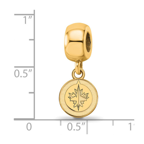 Gold Plated Sterling Silver NHL Winnipeg Jets X-Small Dangle Bead LogoArt Charm