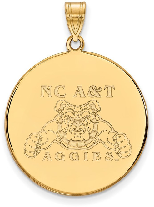 Gold Plated Sterling Silver North Carolina A&T XL Disc Pendant by LogoArt