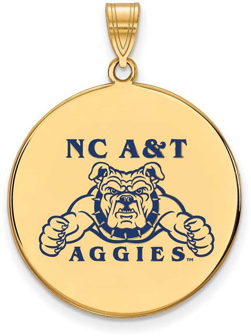 Image of Gold Plated Sterling Silver North Carolina A&T XL Enamel Disc Pendant by LogoArt