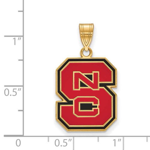 Image of Gold Plated Sterling Silver North Carolina State U Lg LogoArt Pendant GP032NCS