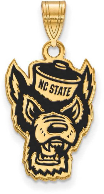 Image of Gold Plated Sterling Silver North Carolina State U Lg LogoArt Pendant GP076NCS