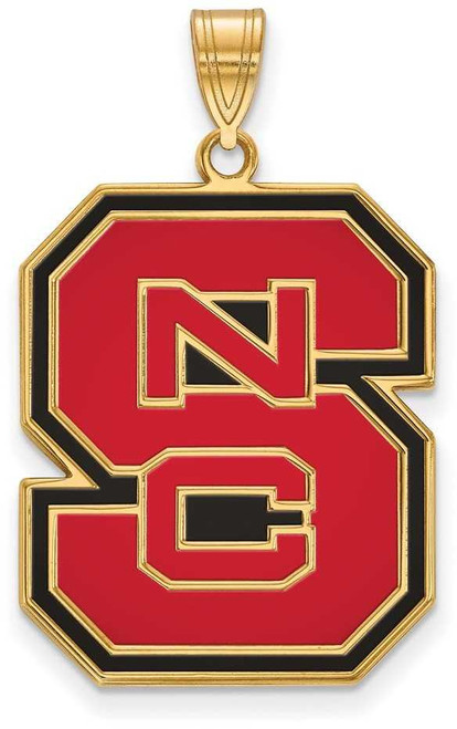 Image of Gold Plated Sterling Silver North Carolina State U XL Enamel Pendant by LogoArt