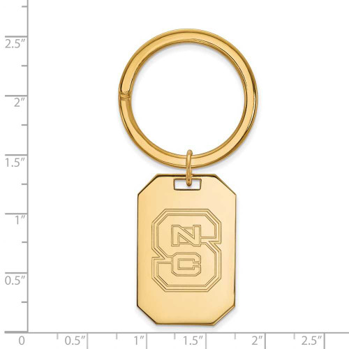 Image of Gold Plated Sterling Silver North Carolina State University Key Chain by LogoArt