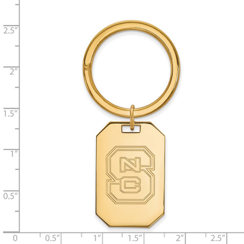 Gold Plated Sterling Silver North Carolina State University Key Chain by LogoArt