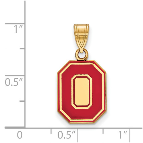 Gold Plated Sterling Silver Ohio State University Med LogoArt Pendant GP056OSU