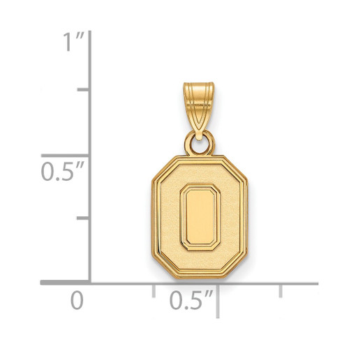 Gold Plated Sterling Silver Ohio State University Small Pendant LogoArt GP045OSU