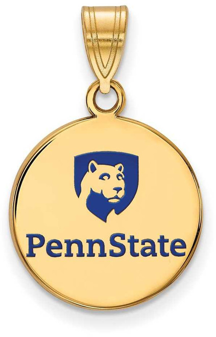 Image of Gold Plated Sterling Silver Penn State U Medium Disc Pendant by LogoArt GP039PSU