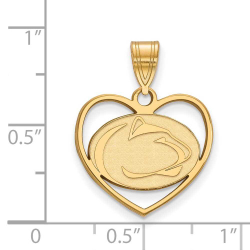 Image of Gold Plated Sterling Silver Penn State University Pendant in Heart by LogoArt