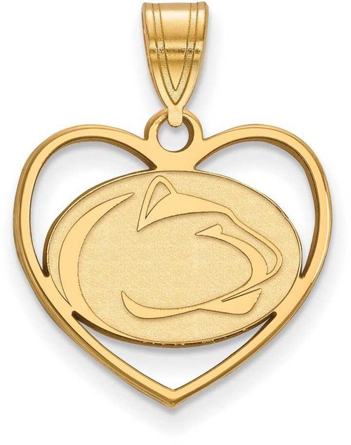 Image of Gold Plated Sterling Silver Penn State University Pendant in Heart by LogoArt