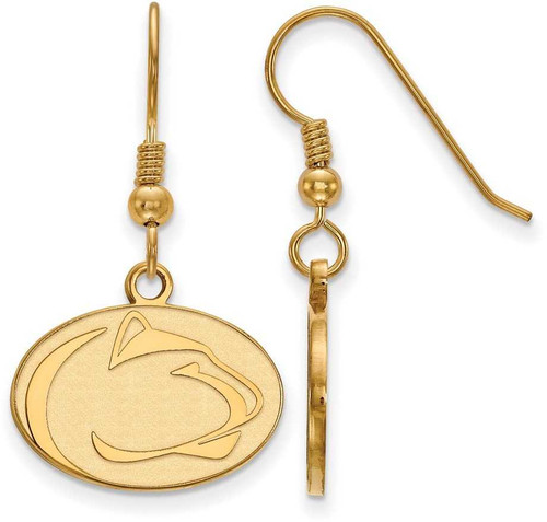 Image of Gold Plated Sterling Silver Penn State University Small Dangle LogoArt Earrings
