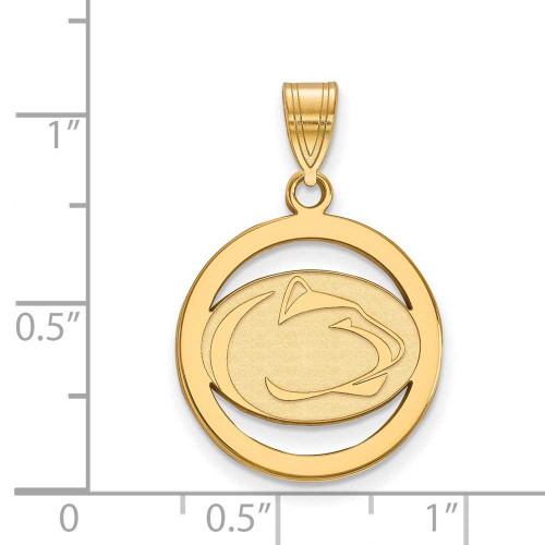Image of Gold Plated Sterling Silver Penn State University Small Pendant Circle LogoArt