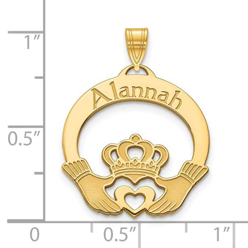 Image of Gold Plated Sterling Silver Personalized Claddagh Pendant - Small