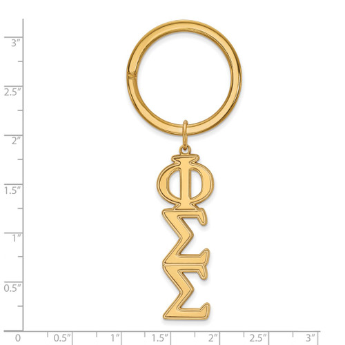 Gold Plated Sterling Silver Phi Sigma Sigma Key Chain by LogoArt