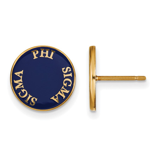 Gold Plated Sterling Silver Phi Sigma Sigma Post Earrings by LogoArt GP019PSS