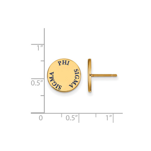 Gold Plated Sterling Silver Phi Sigma Sigma Post Earrings by LogoArt GP020PSS