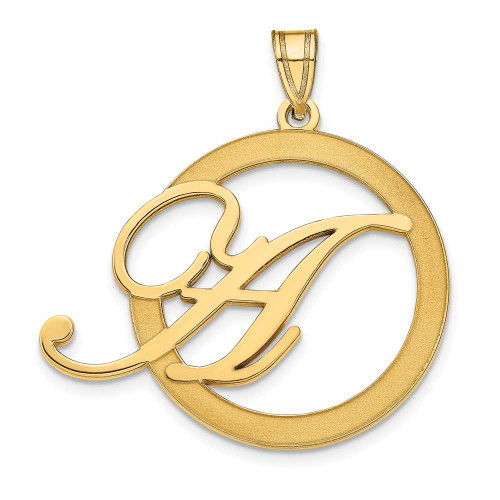 Image of Gold Plated Sterling Silver Polished & Satin Initial in Circle Pendant