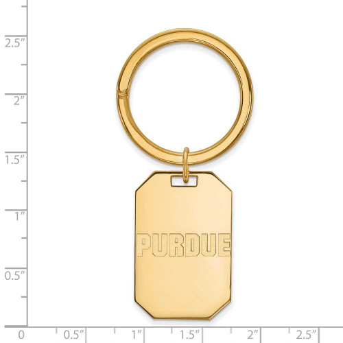 Image of Gold Plated Sterling Silver Purdue Key Chain by LogoArt (GP072PU)