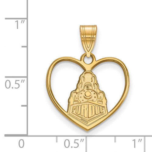 Image of Gold Plated Sterling Silver Purdue Pendant in Heart by LogoArt (GP052PU)