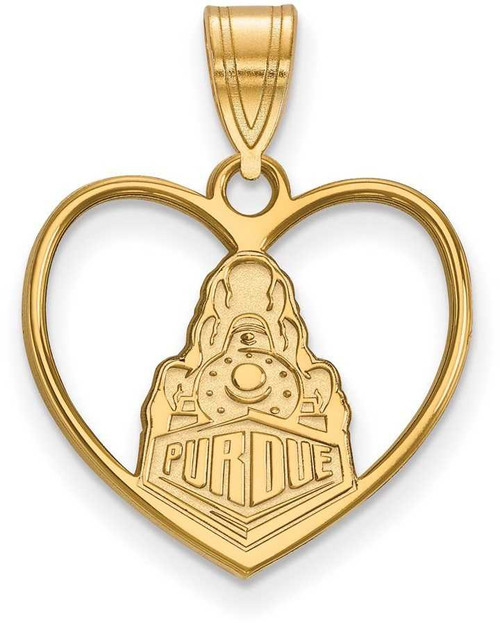 Image of Gold Plated Sterling Silver Purdue Pendant in Heart by LogoArt (GP052PU)