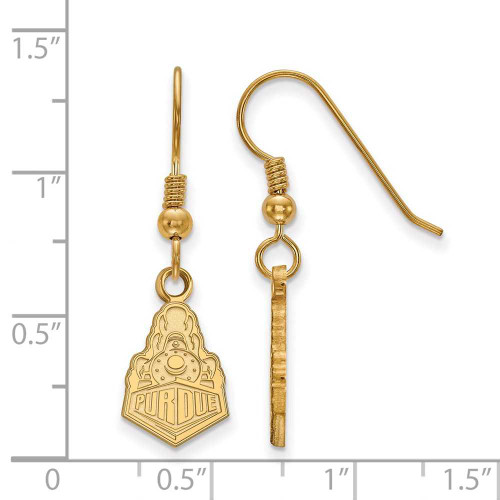 Image of Gold Plated Sterling Silver Purdue Small Dangle Earrings by LogoArt (GP042PU)