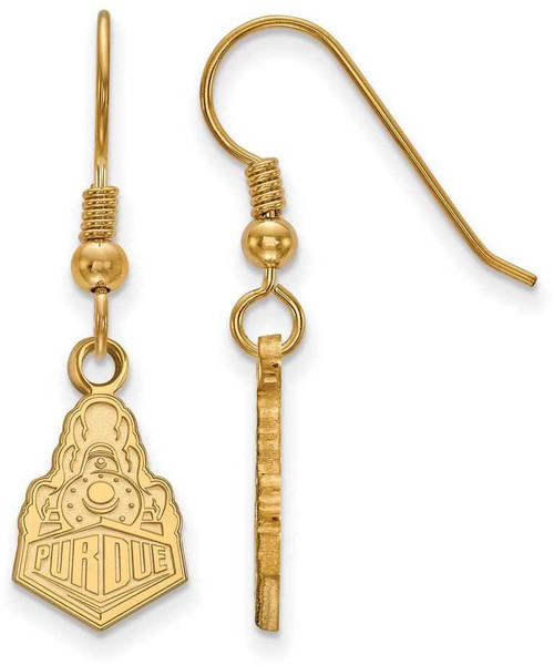 Image of Gold Plated Sterling Silver Purdue Small Dangle Earrings by LogoArt (GP042PU)