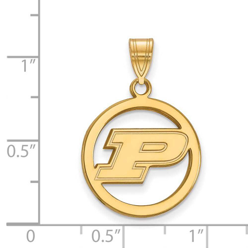 Image of Gold Plated Sterling Silver Purdue Small Pendant in Circle by LogoArt