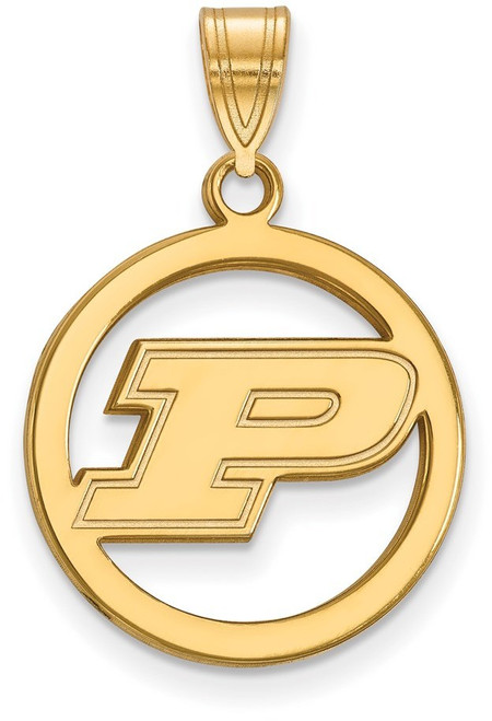 Gold Plated Sterling Silver Purdue Small Pendant in Circle by LogoArt